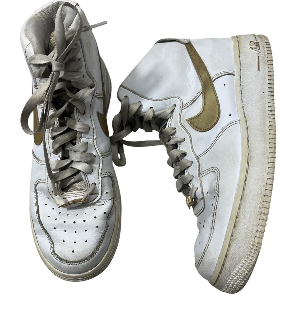 Nike Air Force 1 Hi White Metallic Gold 2022 DD9624 103 Women’s 9 Hight Top Lace